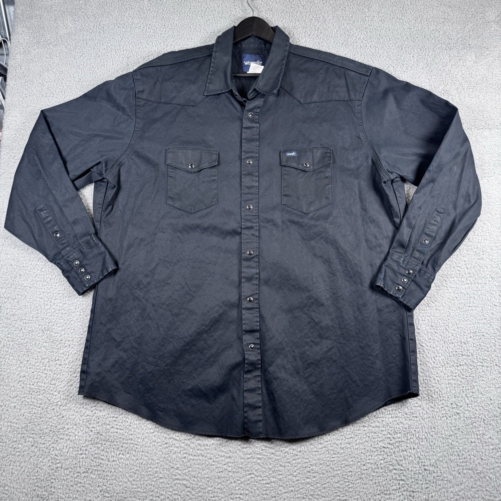 Wrangler Shirt Mens Size 3XLT Black Pearl Snap Western Brushpopper‎ Cowboy Rodeo